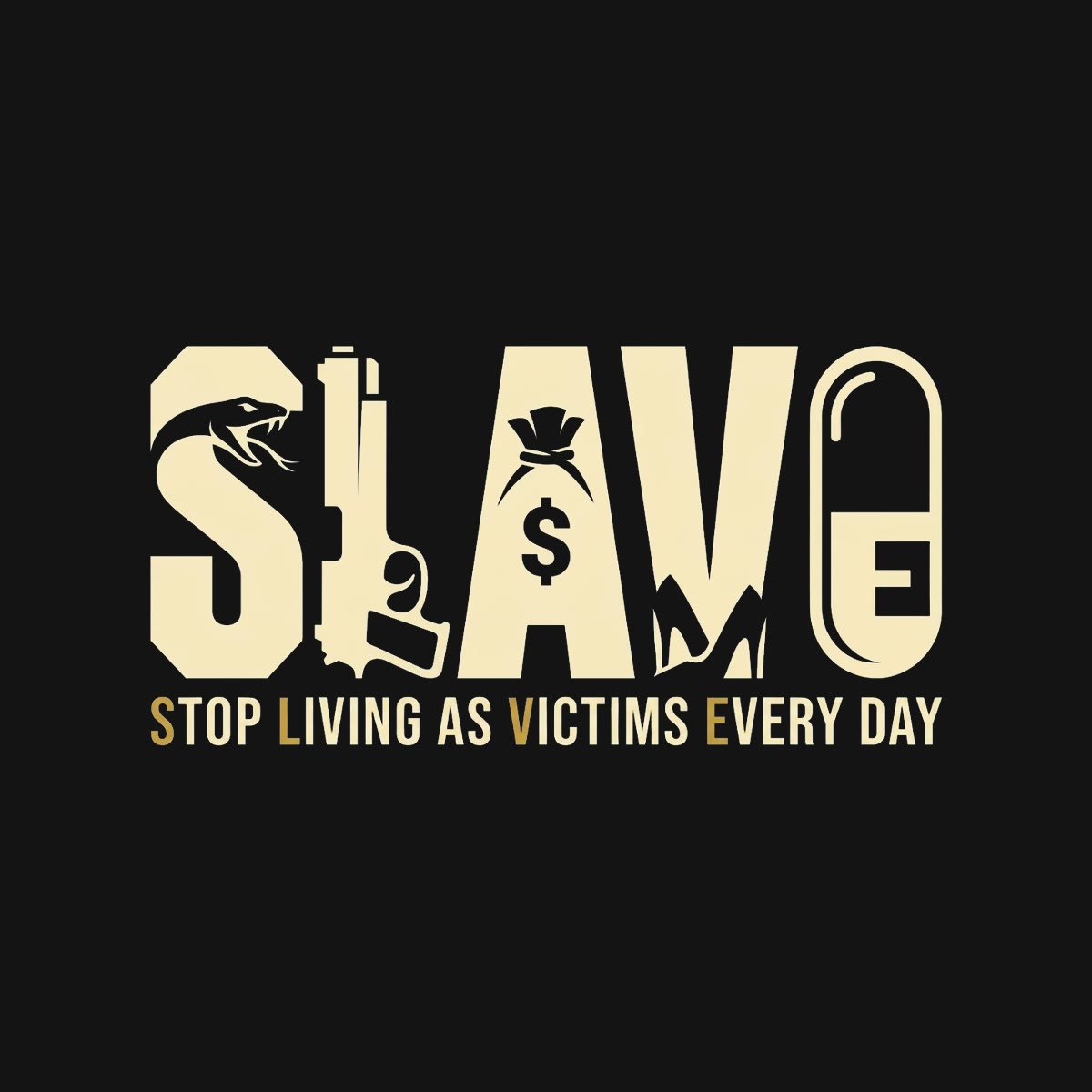 SLAVE gold wordmark tee